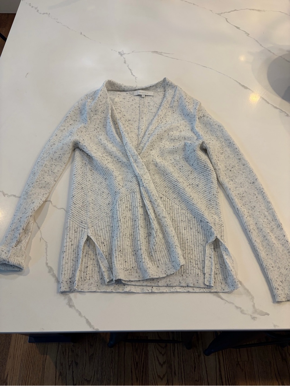 Verve Ami Cream Speckled V-Neck Wrap Sweater - Size Medium